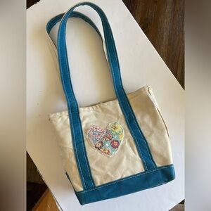 Vintage L.L. Bean Boat and Tote with custom quilted heart